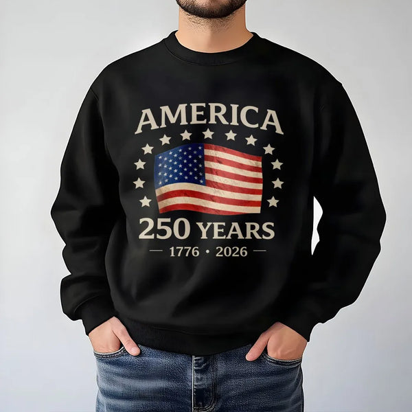 America 250 Years T-Shirt | Vintage USA Flag 1776-2026 Graphic | Soft Cotton Patriotic Tee | USA Anniversary Commemorative Gift