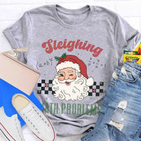 Humorous Math Teacher Holiday Graphic Tee, Sleighing Math Problems Christmas Shirt, Festive STEM Christmas T-Shirt, Winter Math Lover Present