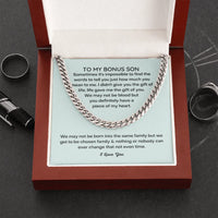 Cuban Link Chain Necklace with Message Card, Bonus Son Necklace Present, Polished Stainless Steel Chain, Step Son Birthday Christmas Present