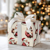 Vintage Santa Gift Wrap, Santa Wine Christmas Wrapping Paper, Humorous Holiday Wine Lover Wrapping Paper, Retro Xmas Drinking Wrapping Paper