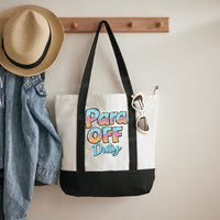 Para Off Duty Pattern Letters Color-blocked Canvas Bag