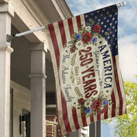 America 250 Years House Flag | Personalized Patriotic Floral Semicircle Design Since 1776| Premium Double-Sided Weather-Resistant Outdoor Flag | Commemorative Gift for Patriotic Families