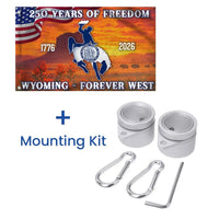 Wyoming 250th Anniversary Flag | America 250 Years of Freedom 1776-2026 | Double-Sided Polyester House Flag | Patriotic WY Home Decor Gift