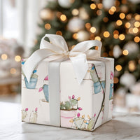 Southwestern Holiday Gift Wrap, Christmas Cactus Wrapping Paper, Succulent Christmas Wrapping Paper, Festive Desert Plant Gift Wrap Roll
