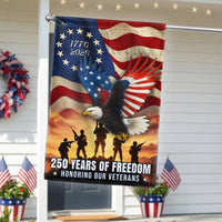 Veterans Day Garden Flag | 250 Years of Freedom Eagle & US Flag Design | Double-Sided Polyester | Patriotic Military Tribute Gift