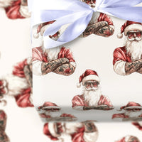 Tattooed Santa Christmas Wrapping Paper, Cool Sunglasses Santa Wrapping Paper, Edgy Holiday Gift Wrap, Fun Xmas Gift Wrapping Paper Roll