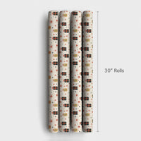 Mid-Century Gift Wrap, Retro Christmas Wrapping Paper, Vintage Starburst Holiday Paper Roll, Retro Present Wrap, Xmas Gift Wrapping Paper