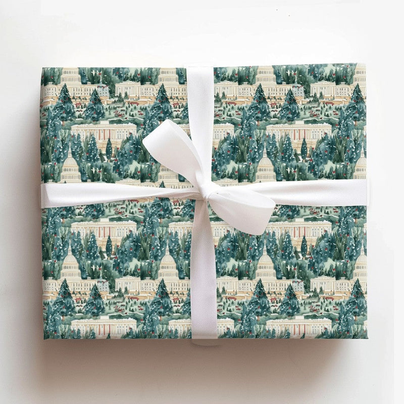 Capitol Building Gift Wrap, Washington DC Christmas Wrapping Paper, Patriotic Winter Wrapping Paper, Festive Holiday Present Roll