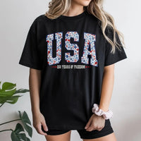 Patriotic USA Sweatshirt | 250 Years of Freedom Floral Design | Cozy Crewneck Pullover | Fourth of July Gift for Women