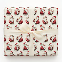 Vintage Santa Gift Wrap, Santa Wine Christmas Wrapping Paper, Humorous Holiday Wine Lover Wrapping Paper, Retro Xmas Drinking Wrapping Paper