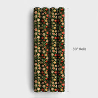 Retro Ornament Gift Wrap, Vintage Bauble Christmas Wrapping Paper, Traditional Evergreen Wrapping Paper, Holiday Tree Wrapping Paper Roll
