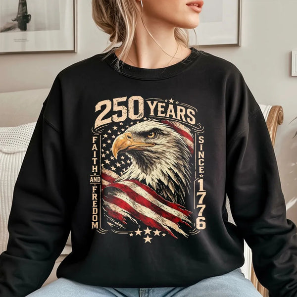 250 Years of Freedom Hoodie | Vintage Eagle & American Flag Graphic | Premium Cotton Blend | Unisex USA Patriot Gift for 2026
