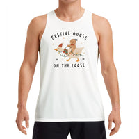 Christmas Goose Tank, Festive Goose on the Loose Tank Top, Retro Gingerbread Goose Sleeveless Tee, Humorous Holiday Tank Top, Xmas Present