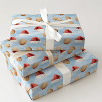 Coastal Holiday Gift Wrap, Seashell Christmas Wrapping Paper, Santa Hat Beach Wrapping Paper, Festive Ocean Present Wrap, Beach Lover Present