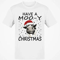 Humorous Holiday Cow Shirt, Have a Moo-y Christmas T-Shirt, Christmas Farmer Graphic Tee, Xmas Animal Lover T-Shirt, Holiday Present