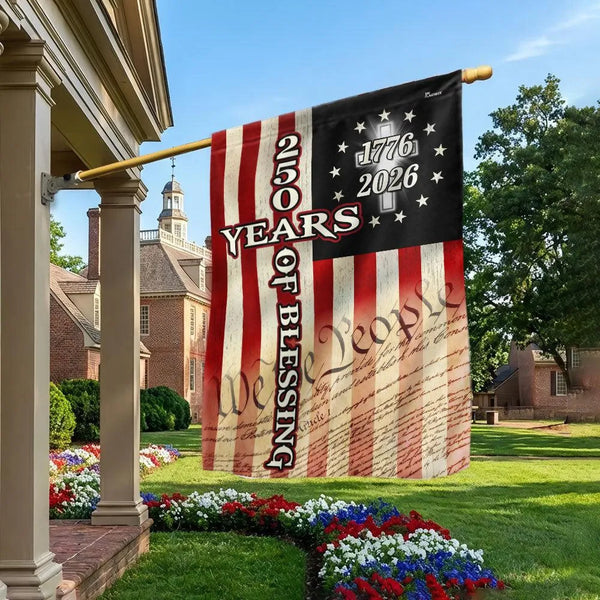 250 Years of Blessing Garden Flag | 1776-2026 Americana Christian Cross | Double-Sided Polyester | Patriotic Faith Gift for Yard Decor