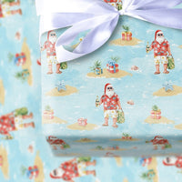 Hawaiian Santa Gift Wrap, Tropical Santa Wrapping Paper, Christmas in July Wrapping Paper, Holiday Beach Wrapping Paper, Xmas Gift Wrap Roll