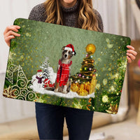Snow Tree Welcome Mat, Australian Shepherd Christmas Doormat, Festive Aussie Dog Doormat, Winter Pet Floor Mat, Pet Lover Holiday Present