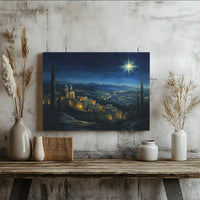 Nativity Night Landscape Art Digital Download, Star of Bethlehem Canvas Wall Art, Religious Christmas Canvas Print, Christian Printable Art