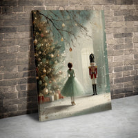 Ballerina Soldier Holiday Snow Scene Canvas Print, Nutcracker Christmas Canvas Wall Art, Winter Ballet Decor, Digital Download Xmas Present