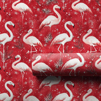 Tropical Winter Gift Wrap, Christmas Flamingo Wrapping Paper, Red Snowflakes Holiday Present Paper, Festive Flamingo Present Wrap Paper Roll