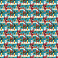 Beach Coastal Christmas Gift Wrap, Tropical Santa Wrapping Paper, Surfing Santa Holiday Paper, Summer Vacation Christmas Wrapping Paper