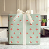 Sage Green Snow Gift Wrap, Santa Hat Christmas Wrapping Paper, Adorable Holiday Present Paper, Winter Santa Wrapping Paper, Xmas Gift Wrap Roll