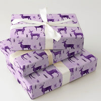 Winter Stag Gift Wrap, Purple Reindeer Christmas Wrapping Paper, Lavender Holiday Deer Gift Wrap, Elegant Festive Winter Wrapping Paper