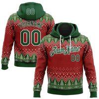 Personalized Holiday Knit Print Pullover Sweatshirt, Custom Ugly Christmas Sweater Hoodie, Festive Xmas Hoodie, Custom Name Number Hoodie