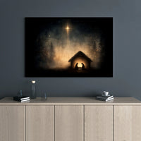 Star of Bethlehem Nativity Print, Nativity Scene Canvas Wall Art, Minimalist Nativity Wall Decor, Christmas Art, Digital Download Printable