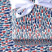 Red and Blue Forest Gift Wrap, Watercolor Pine Tree Wrapping Paper, Winter Holiday Tree Wrapping Paper Roll, Rustic Christmas Present Wrap