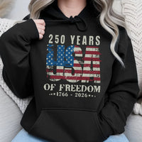 USA 250 Years Anniversary Hoodie | Patriotic 1776-2026 Distressed Flag Graphic | Premium Cotton Blend Pullover | Birthday Gift for American Patriot