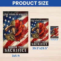 Memorial Day Garden Flag 250 Years of Service | Honor The Sacrifice Poppy Soldier Design | Double-Sided Polyester US Flag | Patriotic Yard Decor for Veterans
