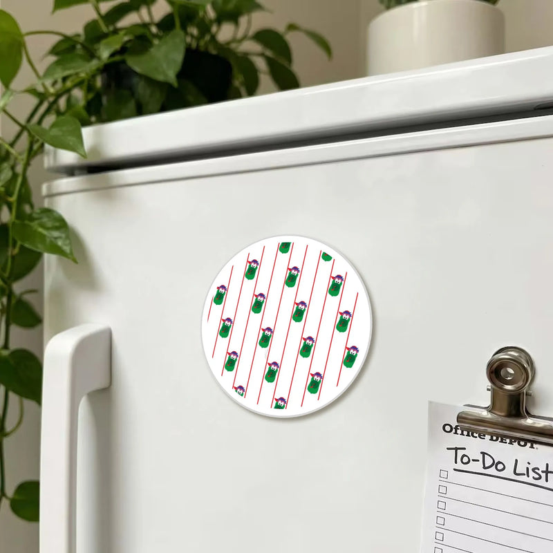 Humorous Santa Hat Pickle Character Fridge Magnet, Christmas Pickle Magnet, Cartoon Pickle Vinyl Magnet, Holiday Kitchen Decor Magnet