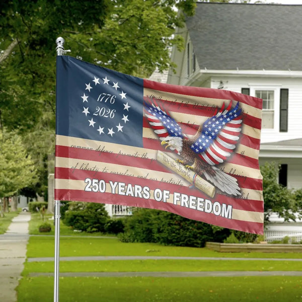 USA 250 Years of Freedom House Flag | Patriotic 1776-2026 America Semiquincentennial Eagle Design | Double-Sided Premium Weather-Resistant Polyester | Patriotic Outdoor Decor Gift