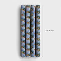 Blue Snowy Holiday Wrapping Paper, Watercolor Christmas Tree Wrapping Paper, Artistic Christmas Wrapping Paper, Seasonal Gift Wrap Roll
