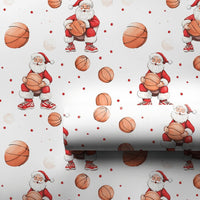 Sporty Christmas Gift Wrap, Basketball Santa Wrapping Paper, Basketball Sneaker Wrapping Paper, Basketball Sports Gift Wrap, Holiday Paper