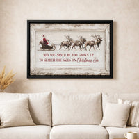 Santa Claus Sleigh Reindeer Holiday Quote Print, Christmas Wall Art Canvas, Farmhouse Christmas Canvas, Festive Winter Wall Decor