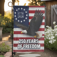 America 250 Years of Freedom Garden Flag | Patriotic Bald Eagle 1776-2026 USA Semiquincentennial Decor | Premium Double Sided Weatherproof Polyester | Commemorative Patriotic Gift