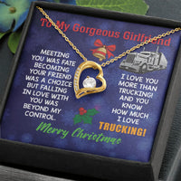 14K Gold Finish Cubic Zirconia Pendant, Trucker Girlfriend Forever Love Heart Necklace, Christmas Present for Truck Driver Partner