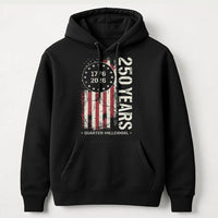 250 Years USA Hoodie | Quarter Millennial 1776-2026 Distressed Flag | Premium Soft Cotton | Patriotic Collector's Gift