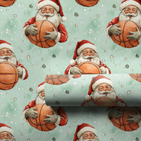 Sports Christmas Wrapping Paper, Basketball Santa Wrapping Paper, Mint Green Holiday Gift Wrap, Basketball Player Wrapping Paper Roll