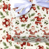Sports Christmas Gift Wrap, Soccer Santa Wrapping Paper, Watercolor Holiday Present Wrapping Paper, Festive Goalkeeper Soccer Holiday Wrap