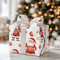 Sports Christmas Gift Wrap, Cartoon Basketball Santa Wrapping Paper, Cheerful Basketball Holiday Wrapping Paper, Xmas Gift Wrapping Paper