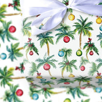 Beach Palm Tree Gift Wrap, Tropical Christmas Wrapping Paper, Coastal Holiday Wrapping Paper, Florida Summer Xmas Present Wrap