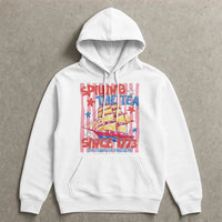 Spilling The Tea Hoodie | 250 Years of Freedom Since 1773 Patriotic Design | Soft Cotton-Polyester Blend | Gift for American History Lovers