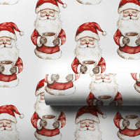 Watercolor Christmas Gift Wrap, Santa Drinking Cocoa Wrapping Paper, Comfy Santa Claus Wrapping Paper Roll, Festive Holiday Present Wrap