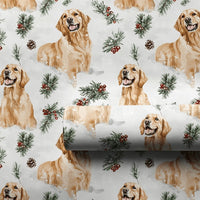 Watercolor Winter Dog Gift Wrap, Golden Retriever Wrapping Paper, Christmas Dog Gift Wrapping Paper, Holiday Pet Gift Wrap