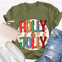 Festive Holiday Graphic T-Shirt, Holly and Jolly Christmas Shirt, Retro Merry Christmas Tee, Adorable Winter Holiday Shirt, Unisex Xmas Present
