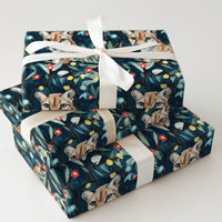 Christmas Mountain Lion Gift Wrap, Watercolor Cougar Wrapping Paper, Holiday Wildlife Present Wrap, Winter Forest Christmas Wrapping Paper
